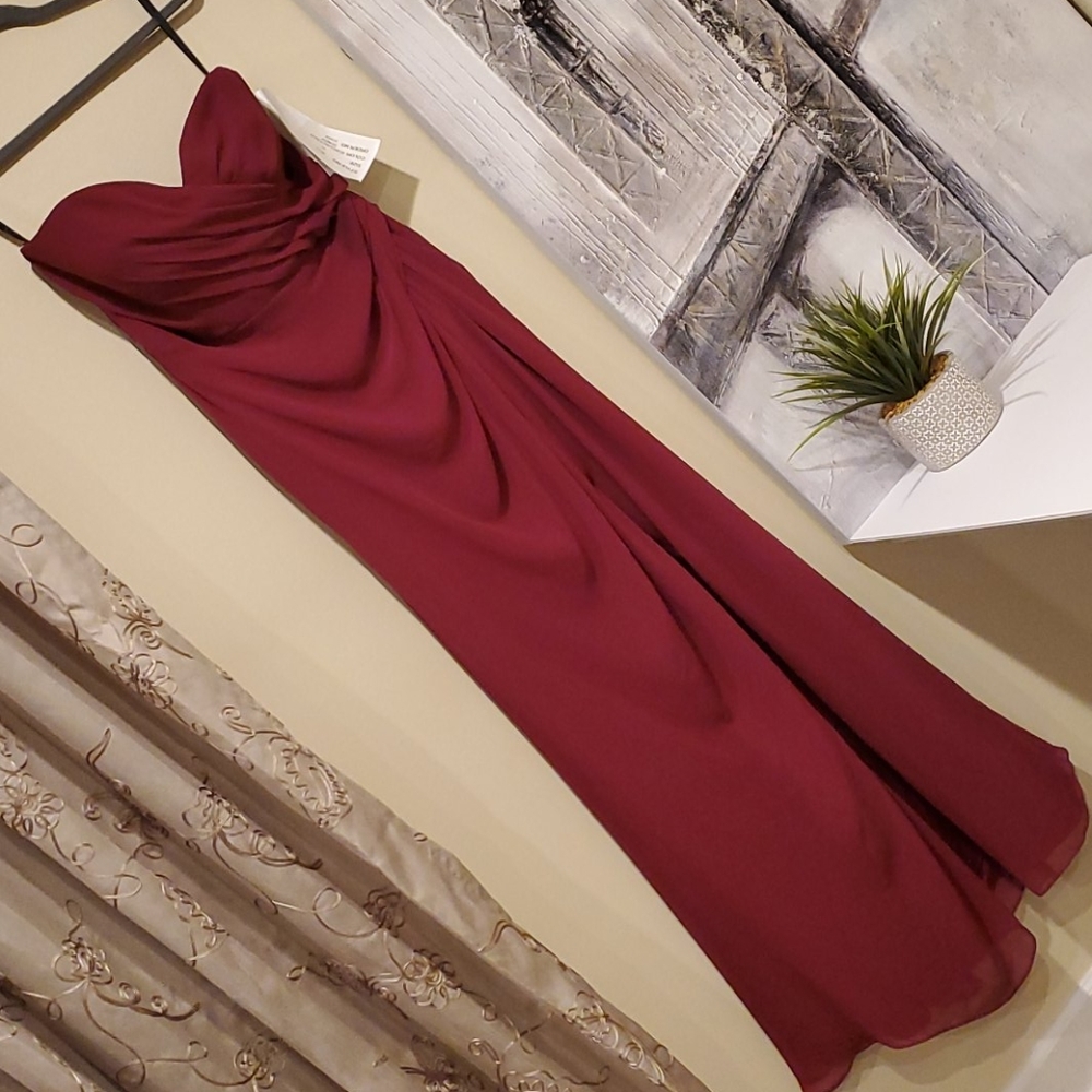 Hayley Paige Occasions A-line chiffon strapless gown